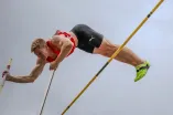 Hendrik Hohmann flies over the bar in the pole vault.