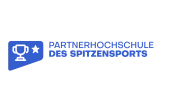Logo Partnerhochschule des Spitzensports in blauer Schrift und Stern als Piktogramm