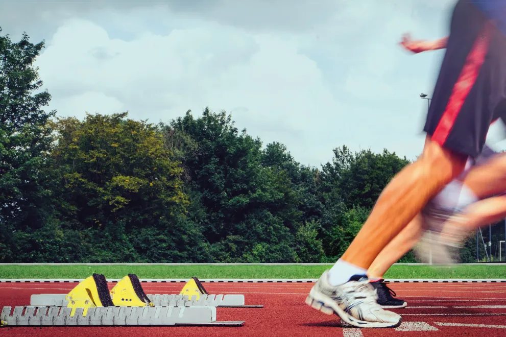 Laufen Sportplatz Startblock