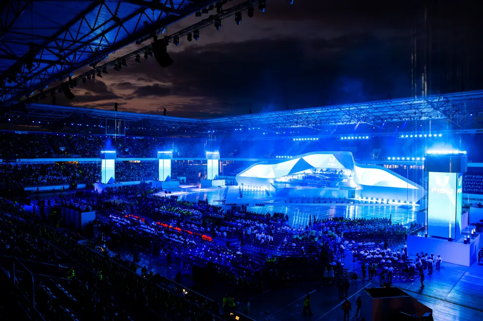 Die Lichtershow in der Schau-ins-Land Arena